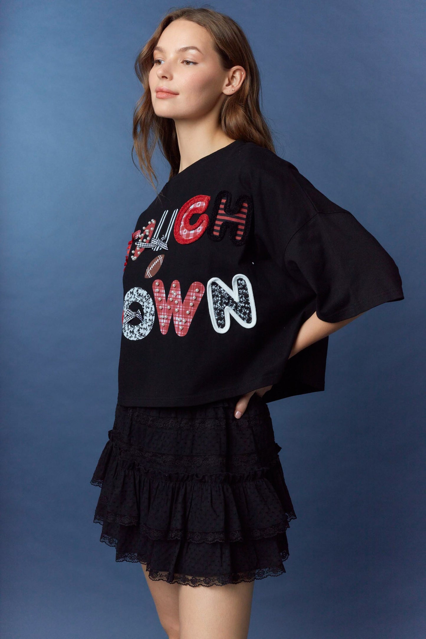 IKT39652-05 Touchdown Oversized Cropped Tee
