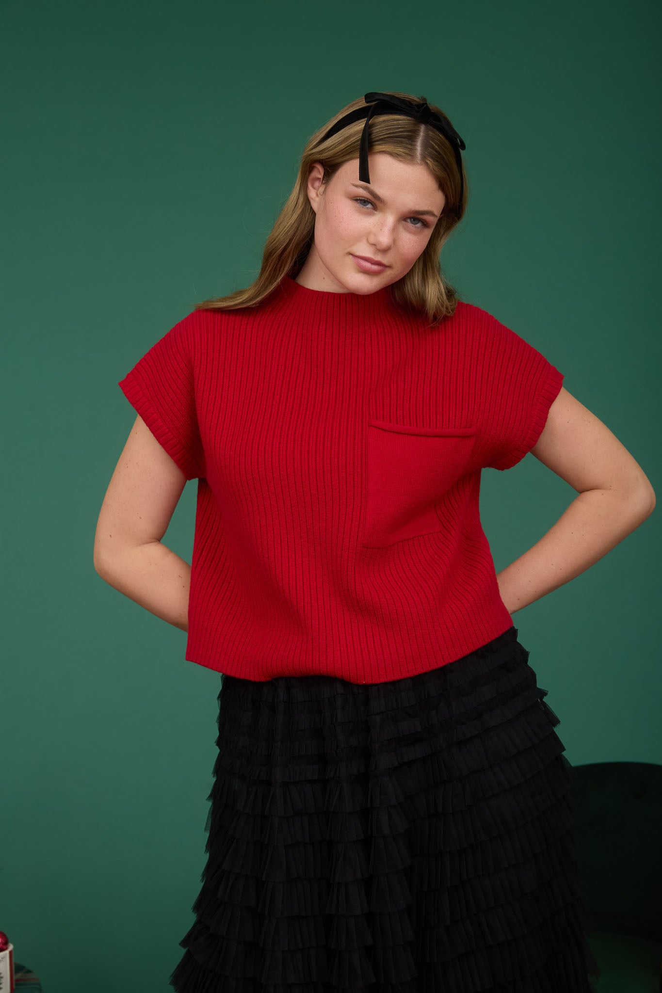 B5FT1013 Solid Mock Neck Sweater