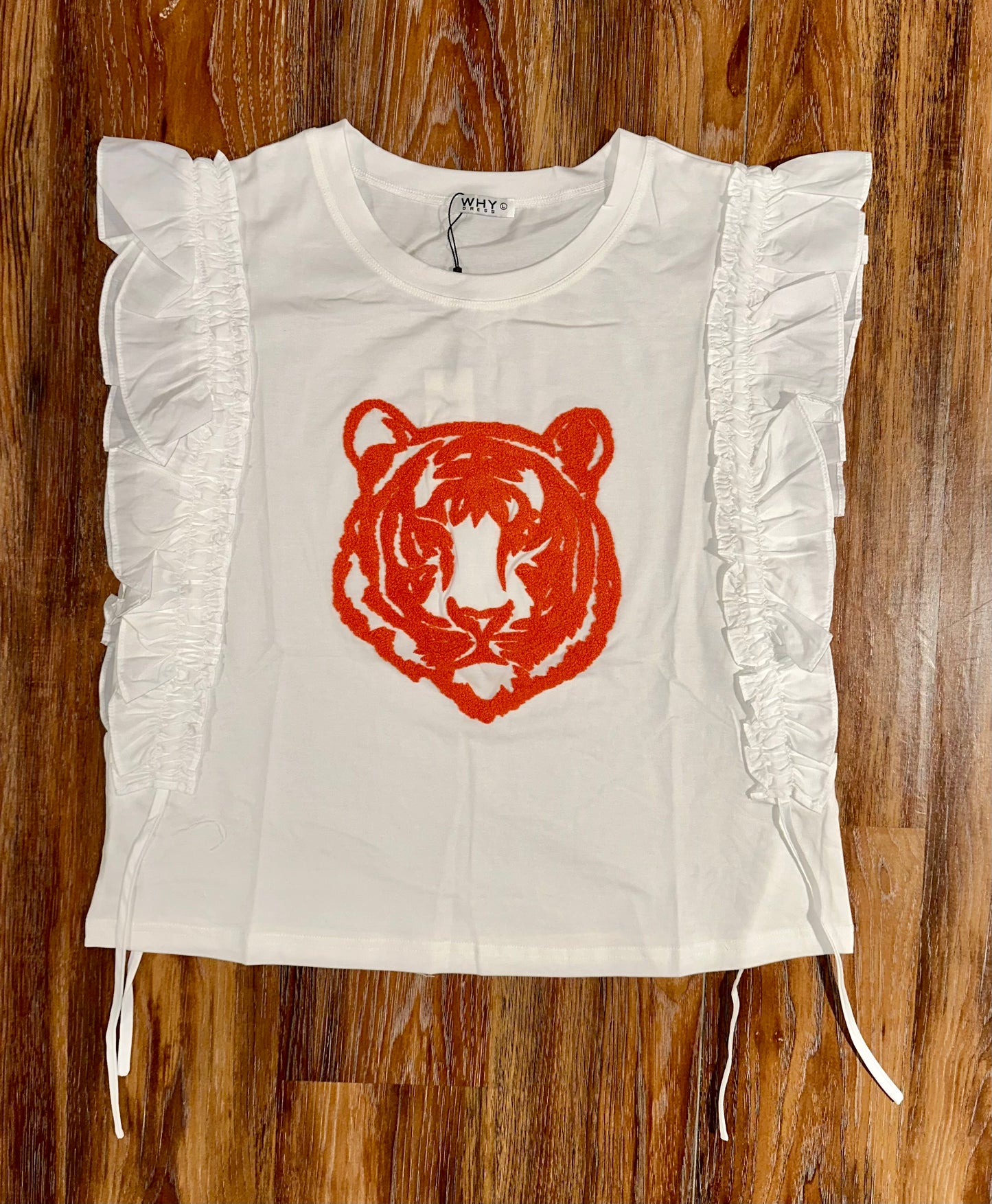 T240263 Tiger Shirring Sleeve Top