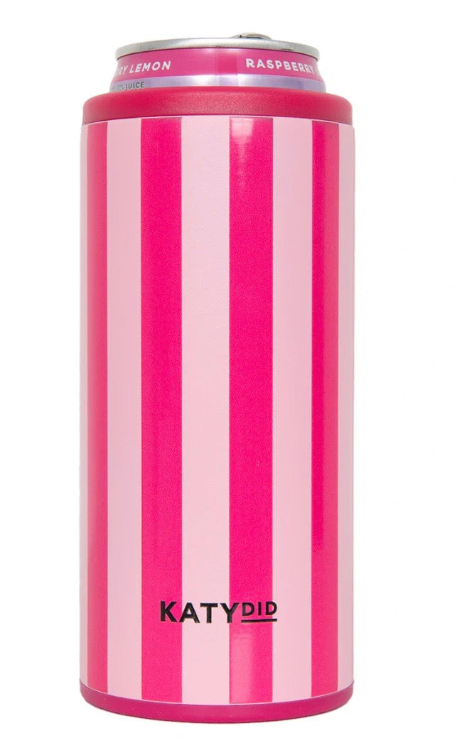 Pink and Hot Pink Striped Slim Can Cooler