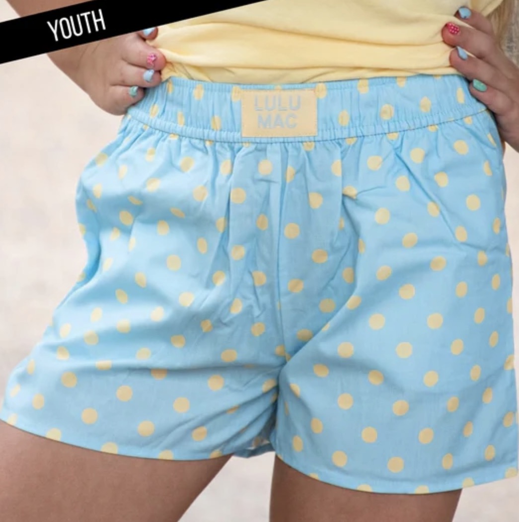 LM-KSH-1009 Light Blue/Butter Small Polka Dot Kids Shorts