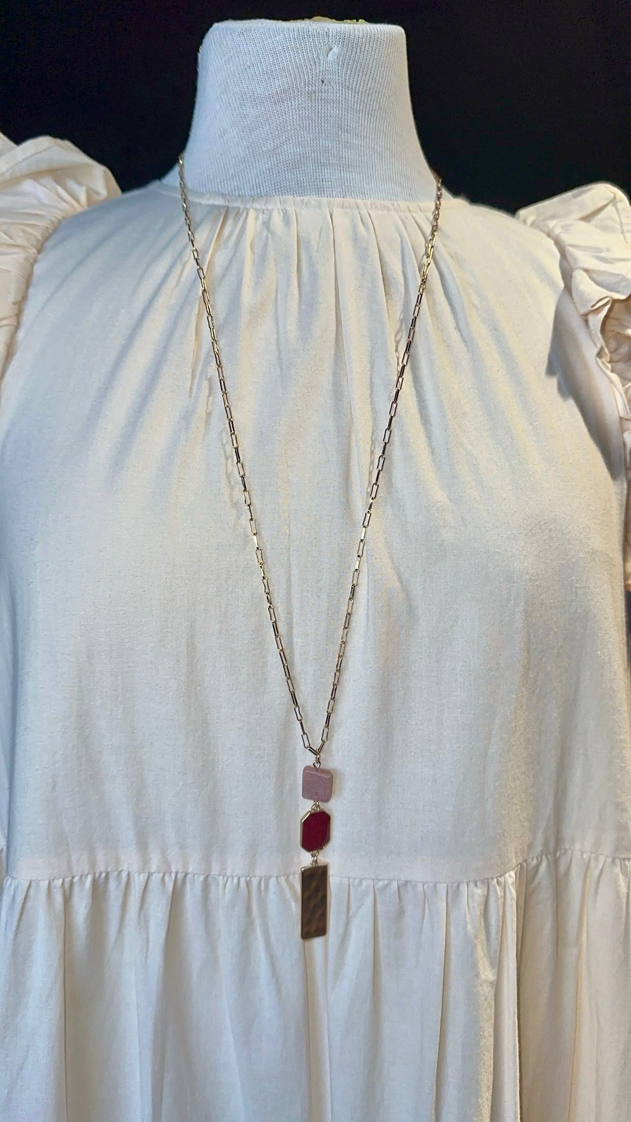 QNE2792 33” Stone Necklace