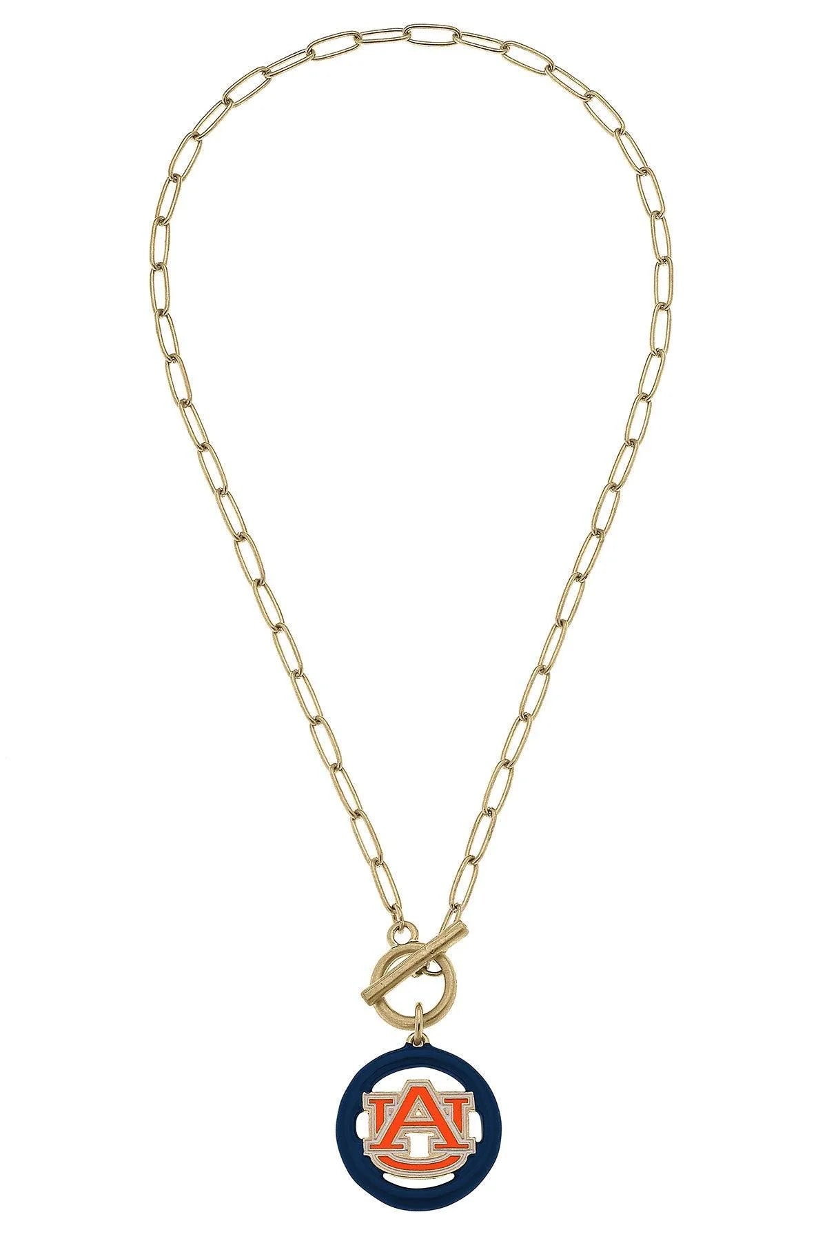 Auburn Tigers Enamel Logo T-Bar 16” Necklace