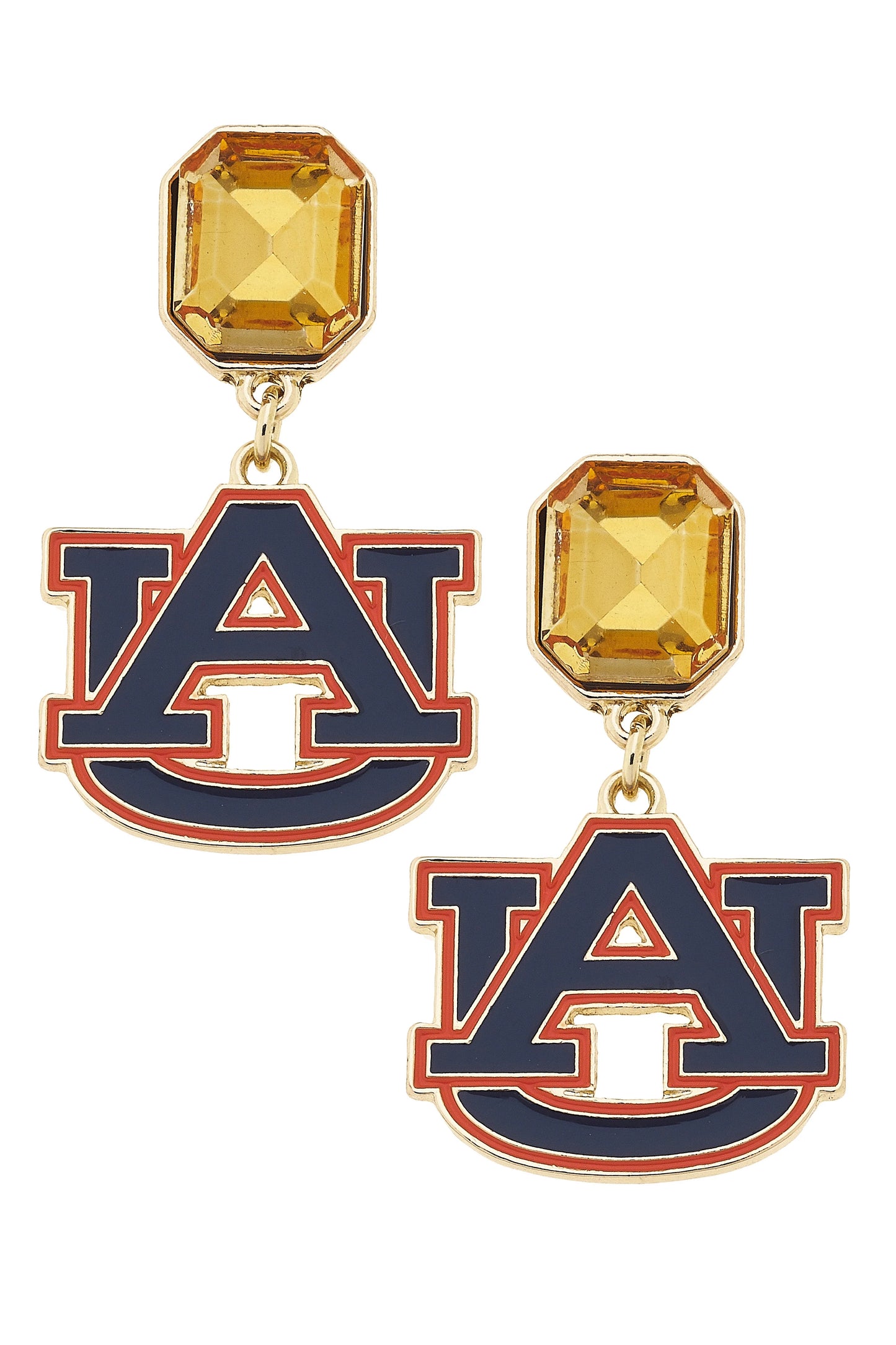 Auburn Tigers Rhinestone Enamel Logo Earrings