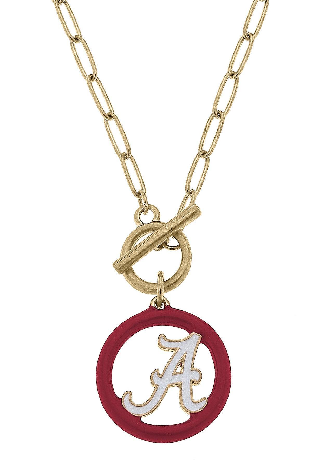 Alabama Crimson Tide Logo Enamel T-Bar 16” Necklace