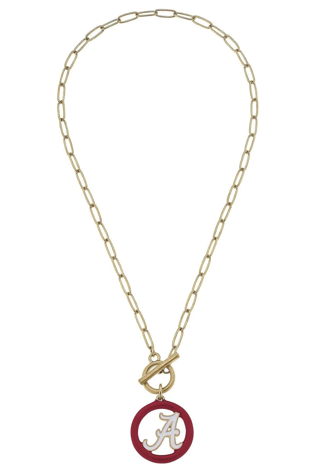Alabama Crimson Tide Logo Enamel T-Bar 16” Necklace