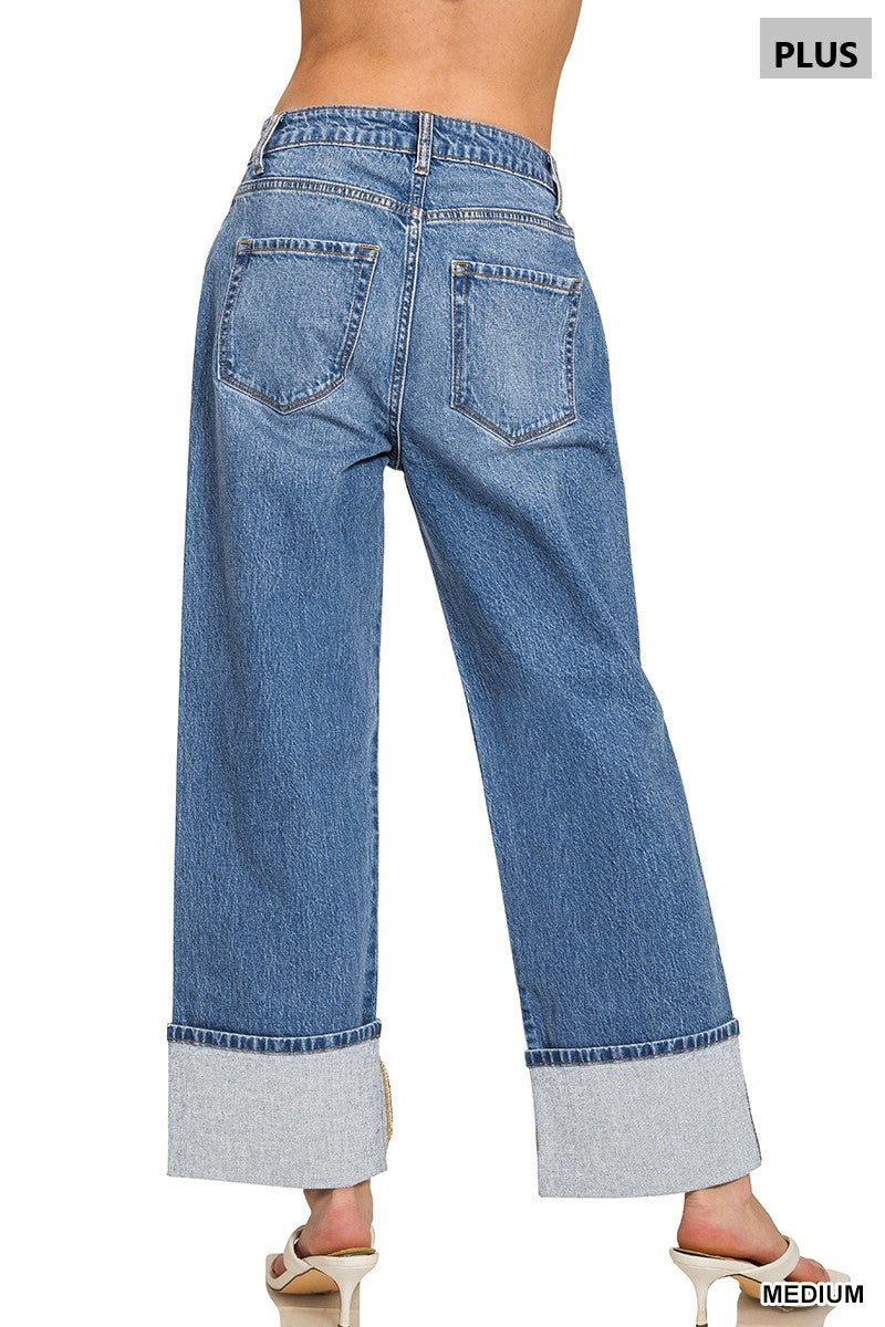 DTP-9583MMX Curvy Cuffed Wide Leg Jeans