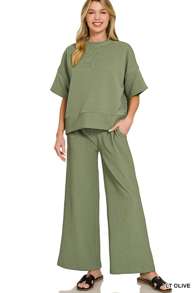 HRTP-2626Y3 Ribbed Pants Set
