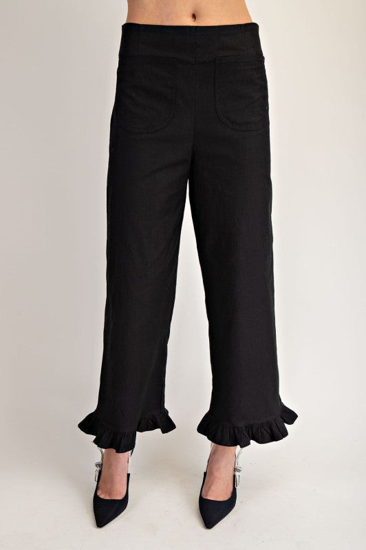 PK14534 Straight Leg Ruffled Hem Pants