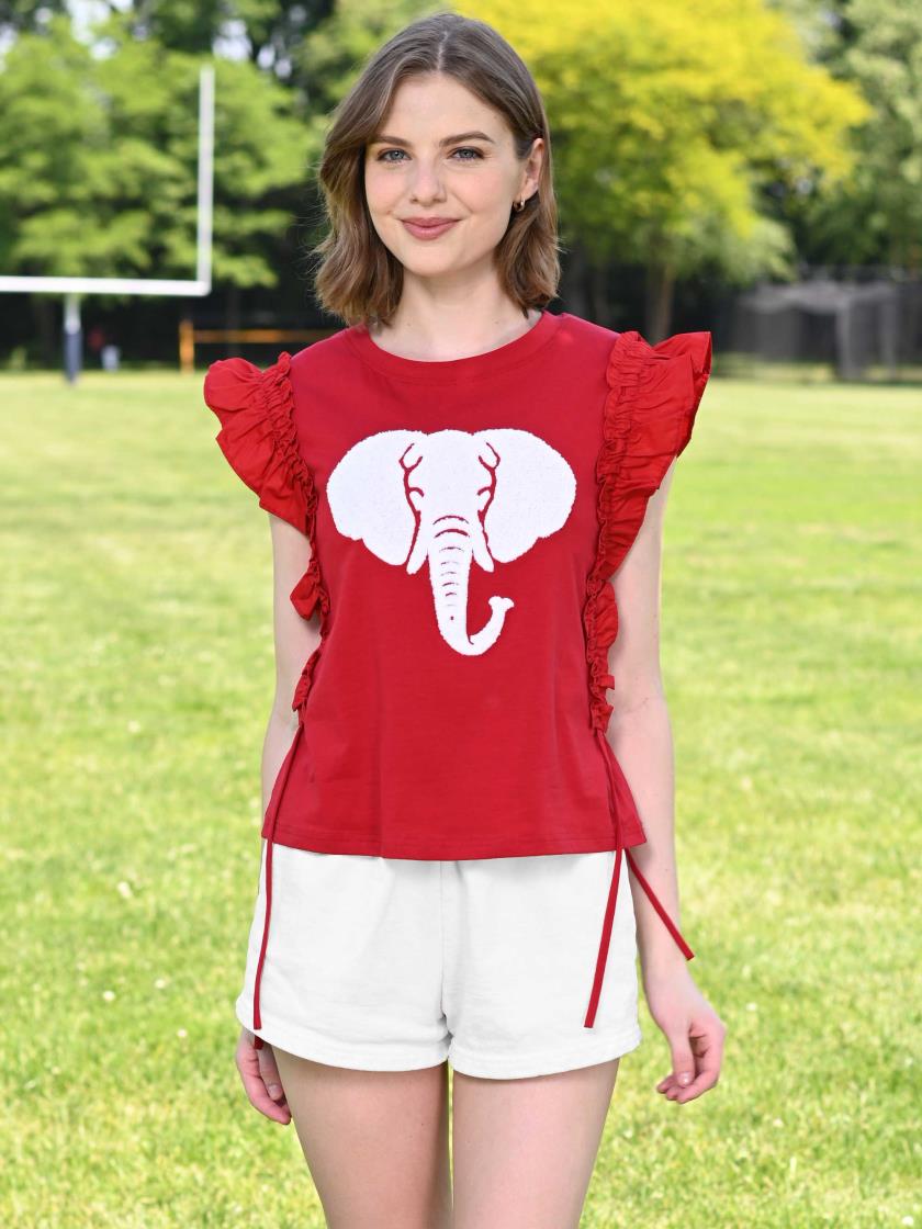 T240267 Elephant Shirring Sleeve Top