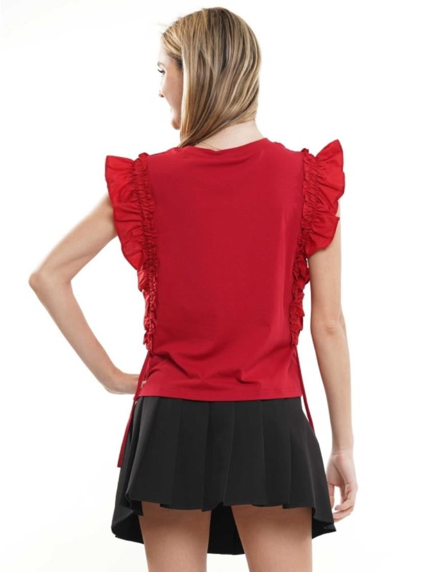 T240267 Elephant Shirring Sleeve Top