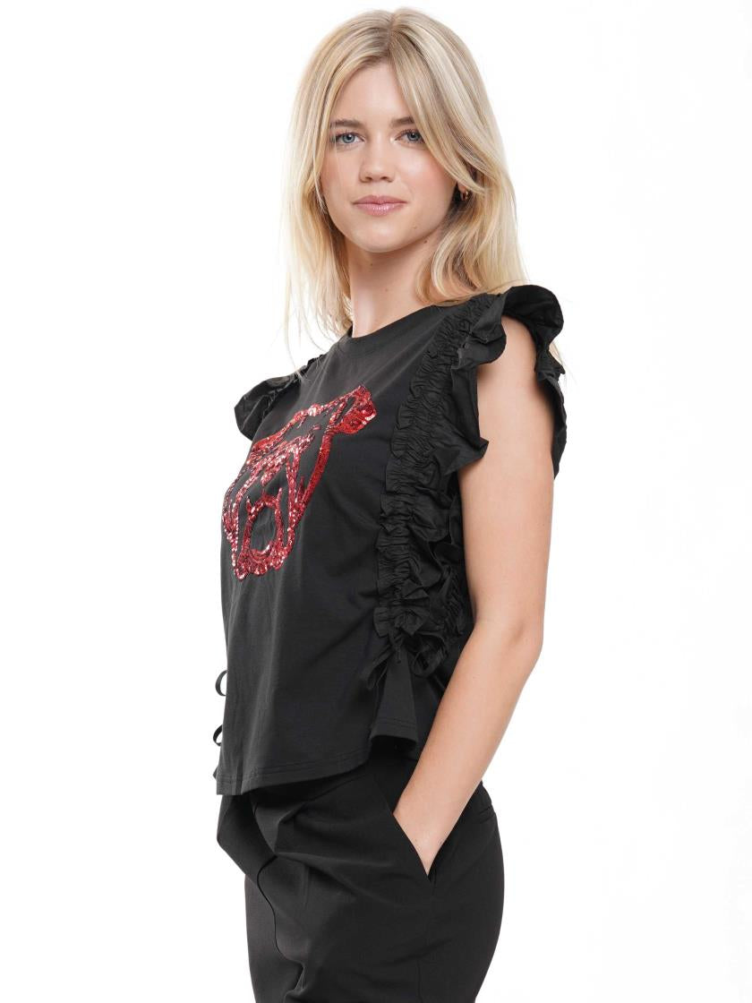 T230229 Ruffle Sleeve Game Day Top
