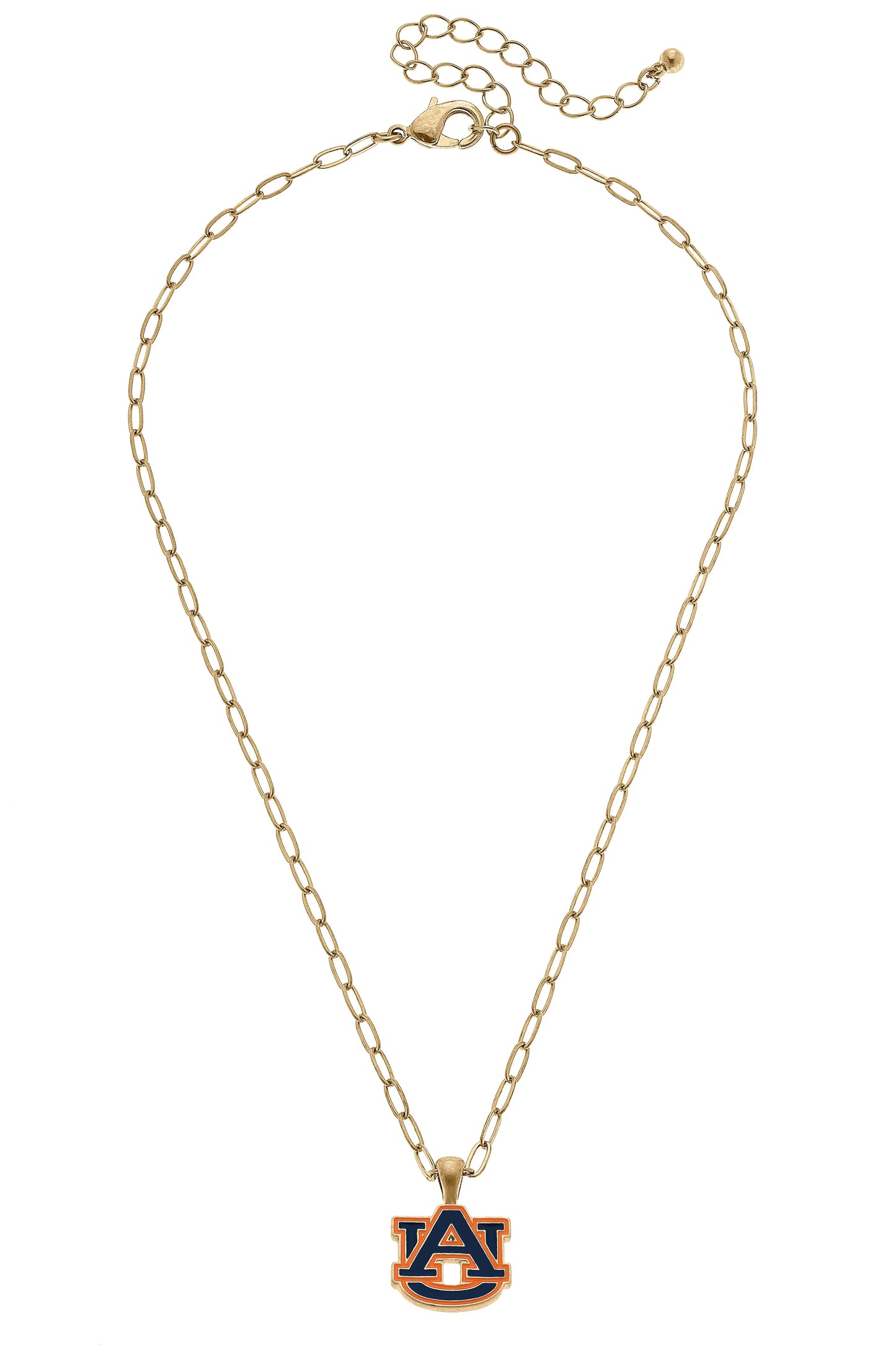 Auburn Tigers Enamel Pendant Necklace in Shiny Gold