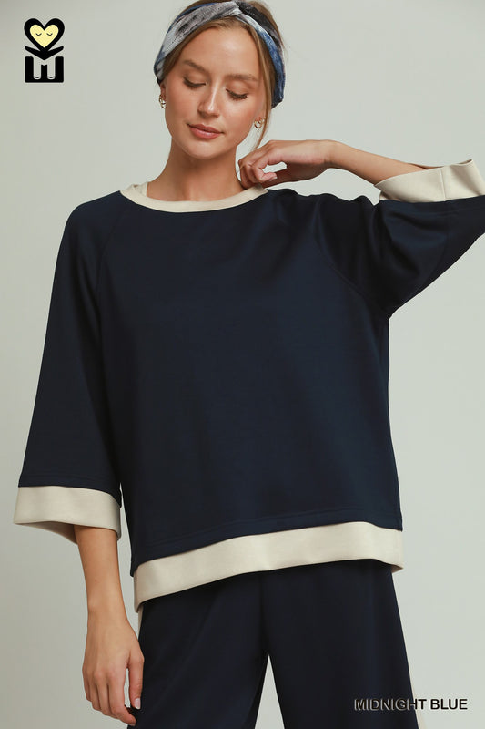 H1119-T Colorblock Raglan Sleeve Top