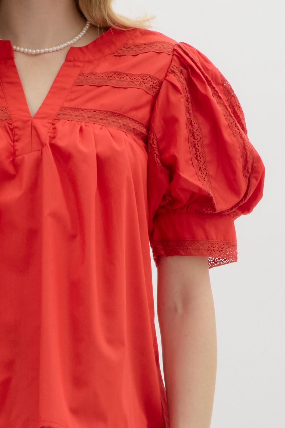 T26415 Solid Puff Sleeve Top