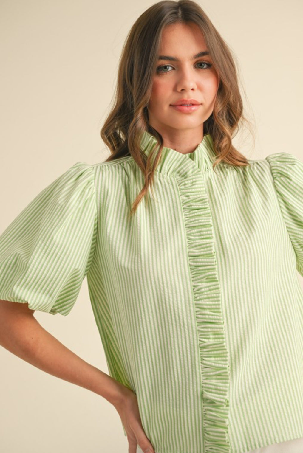 MTP3750 Ruffled Button Down Top