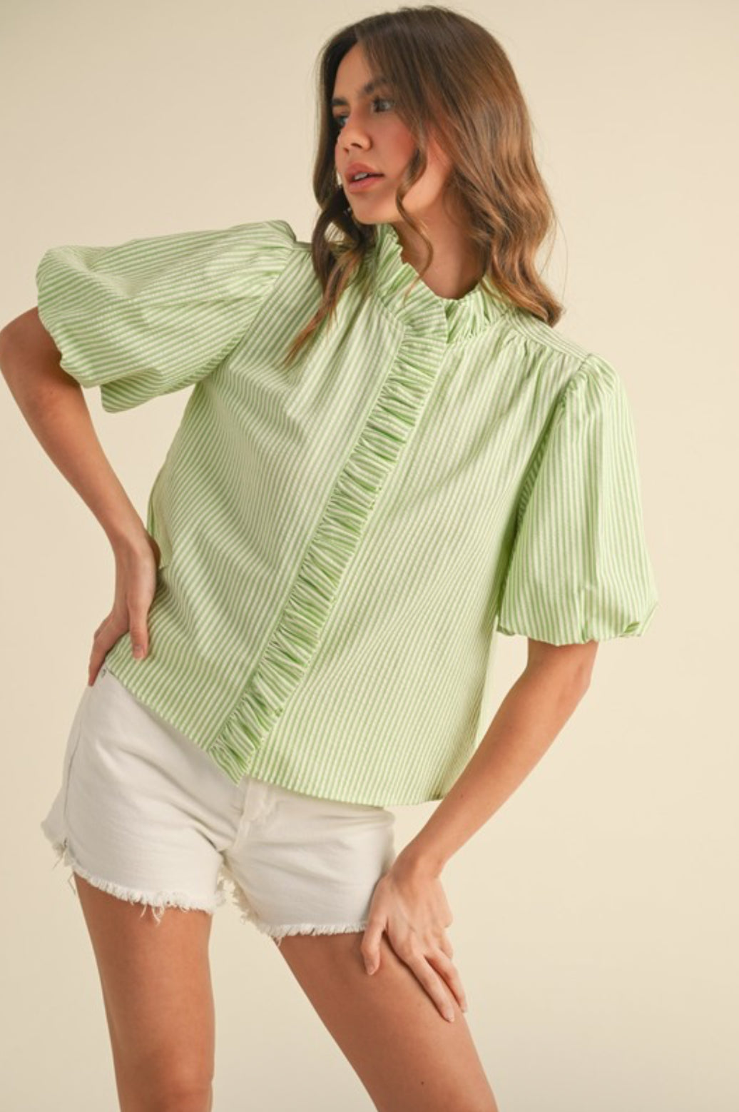 MTP3750 Ruffled Button Down Top