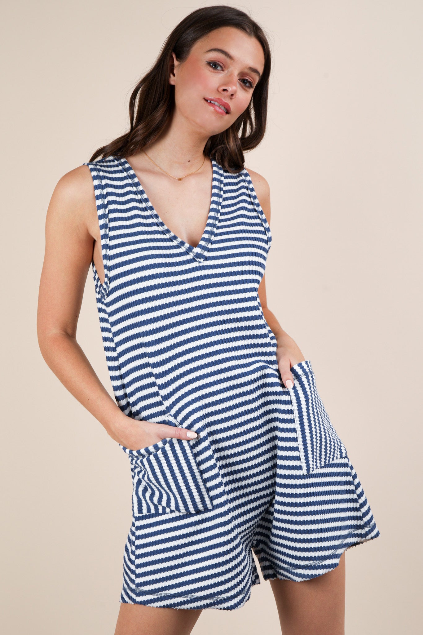 NP70744 Striped Sleeveless Romper