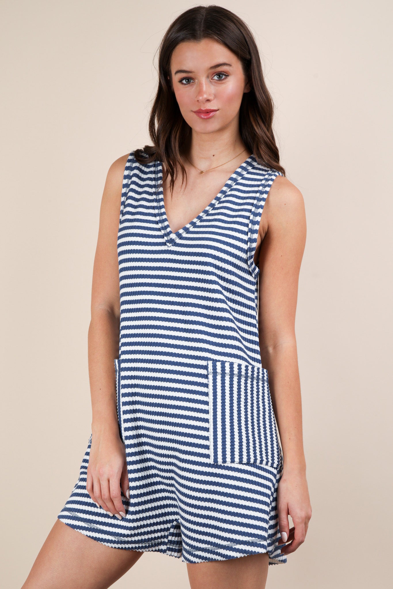 NP70744 Striped Sleeveless Romper