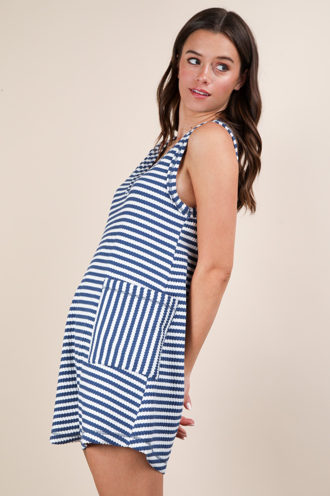 NP70744 Striped Sleeveless Romper