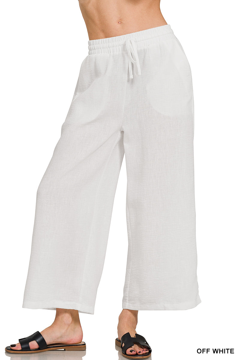 QP-7164D4 Woven Cropped Pants