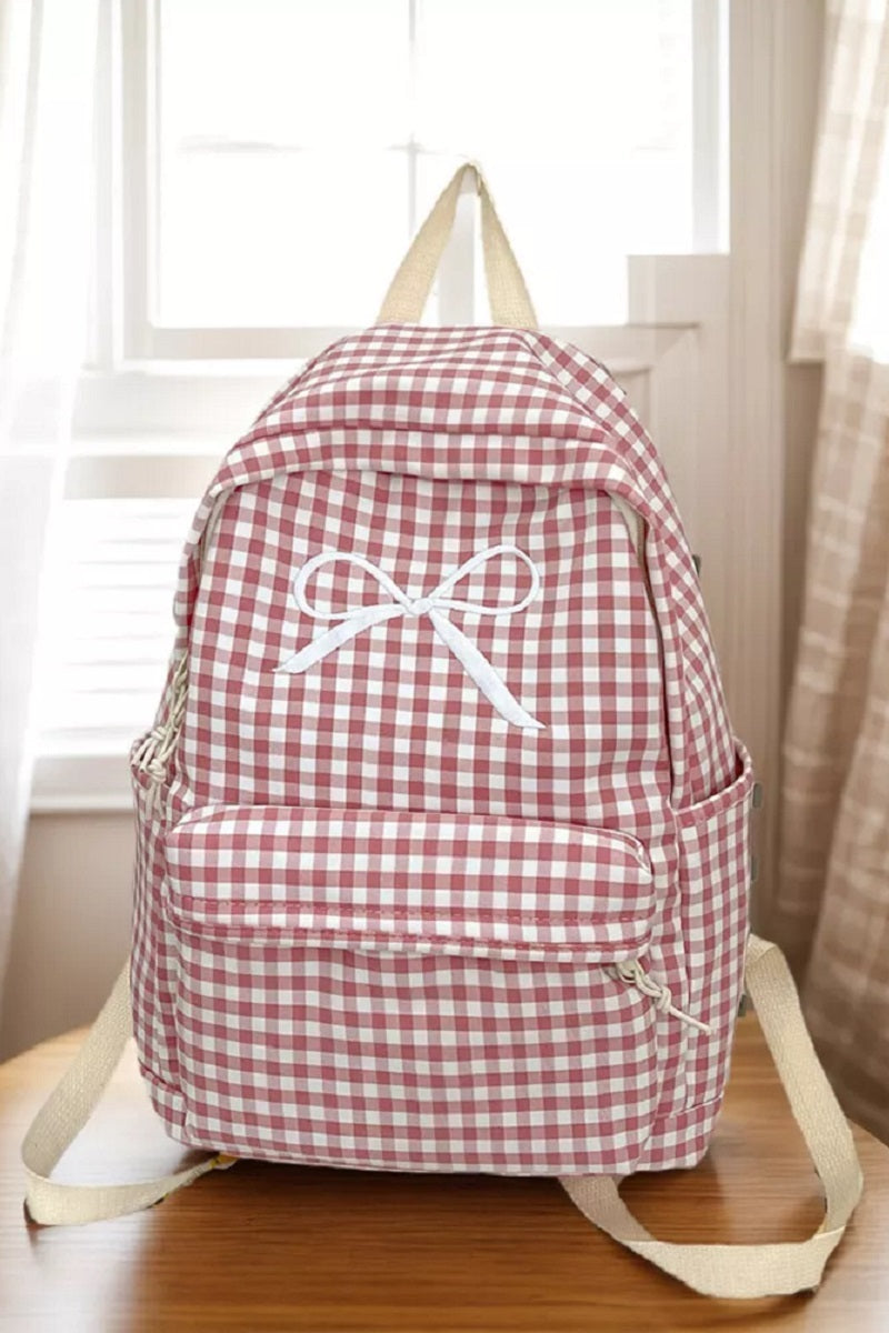 U-161 Coquette Bow Checkered Backpack