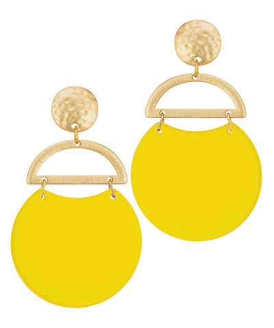 EP45705 Acrylic Link Textured Metal Earrings