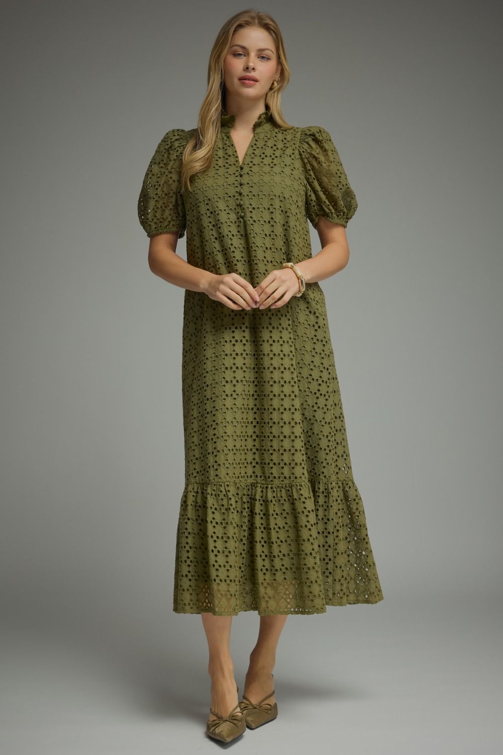D29377 Eyelet Midi Dress