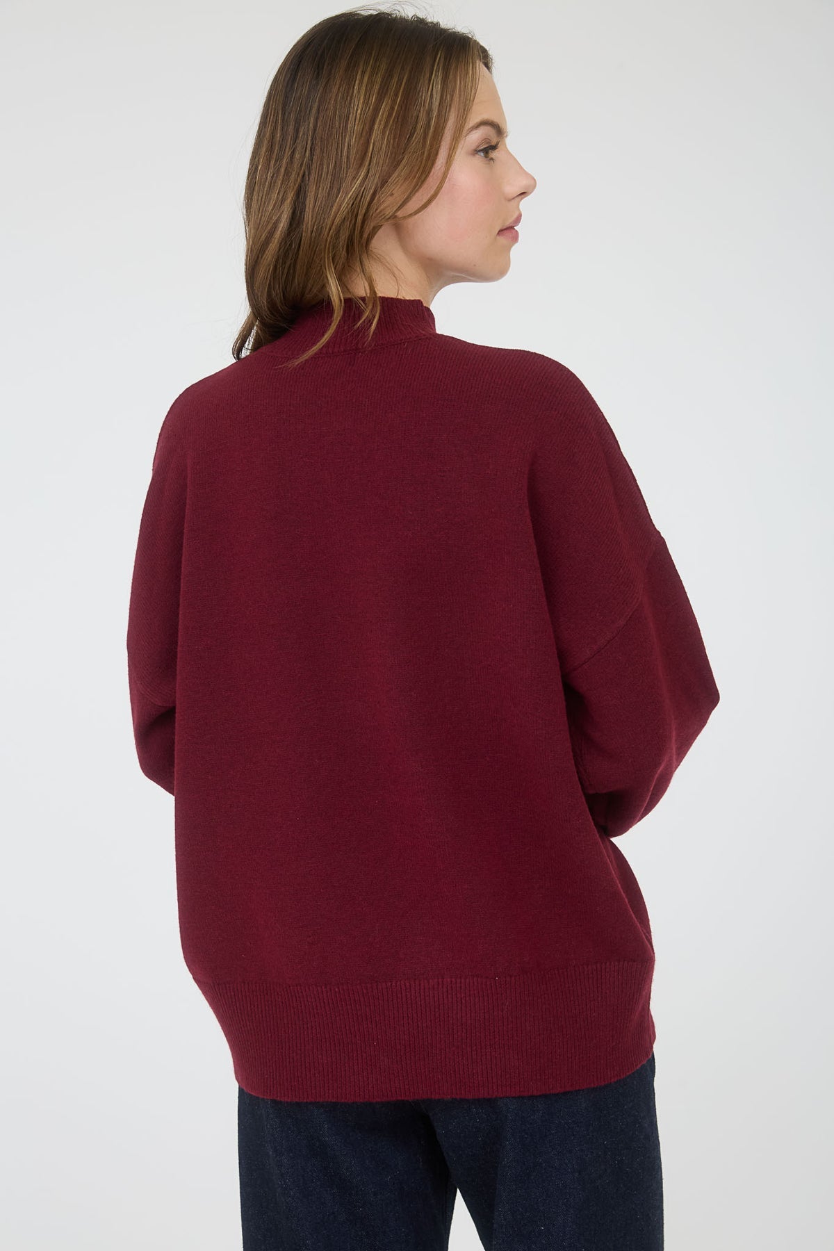 TW1960 Front Seam Mock Neck Sweater