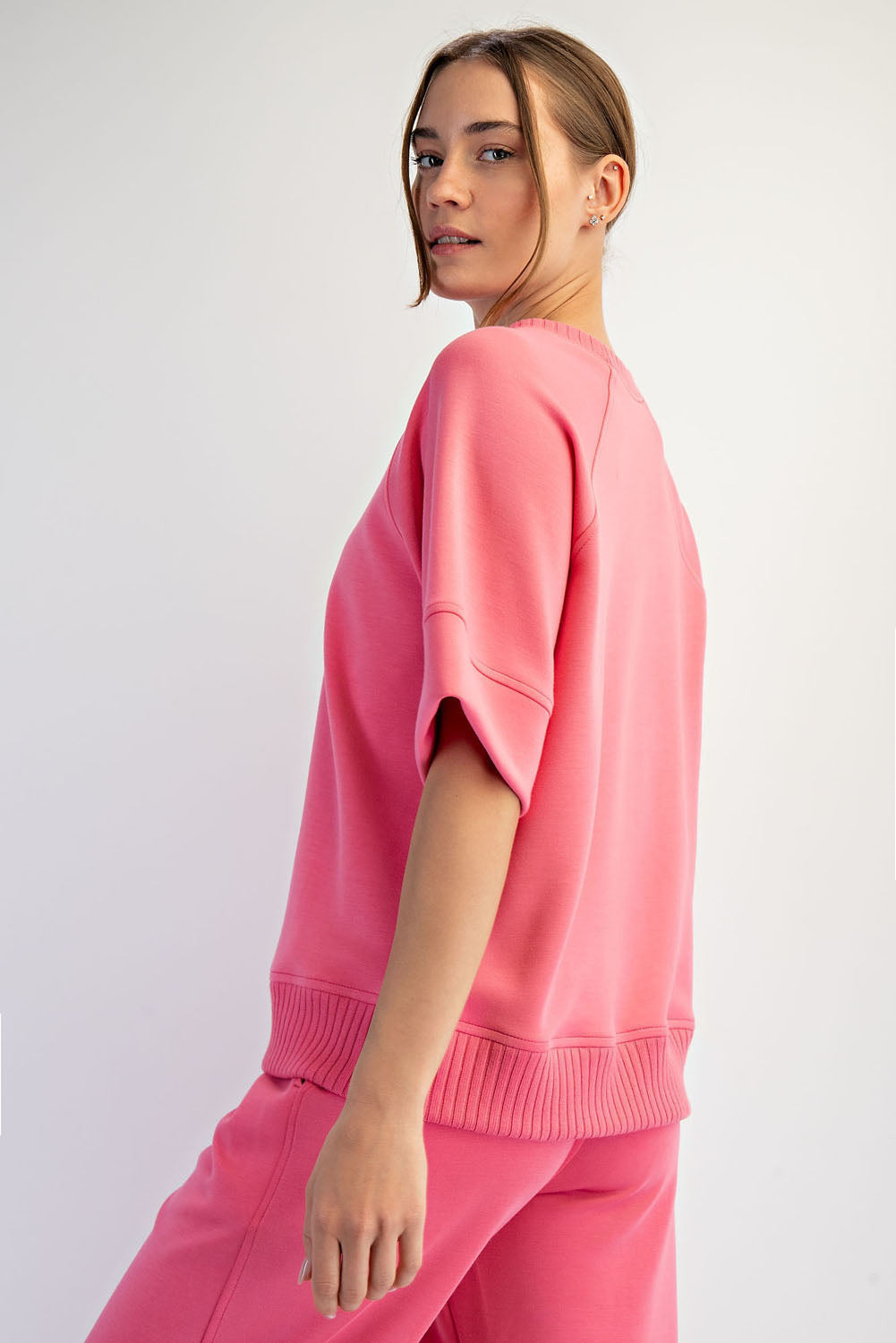 T0121 Modal Scuba Luxe Short Sleeve Top