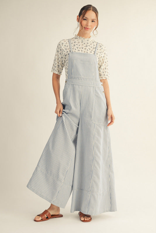 M50411 Wide Leg Striped Jumpsuit