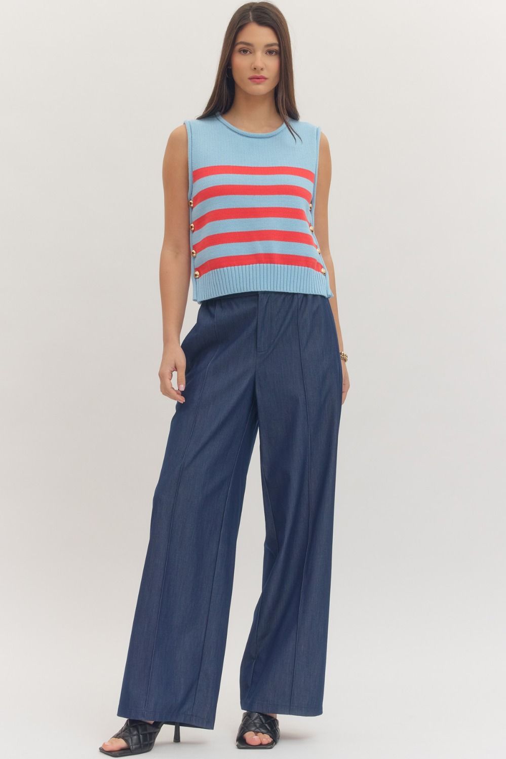 T29614 Striped Sleeveless Top