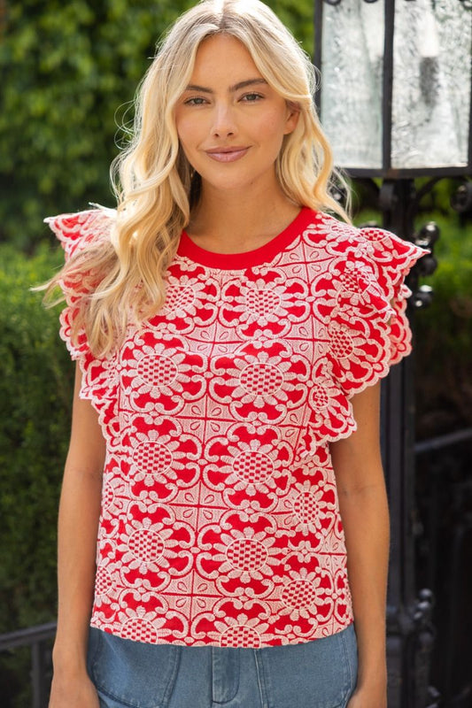 36693 Floral Embroidered Top