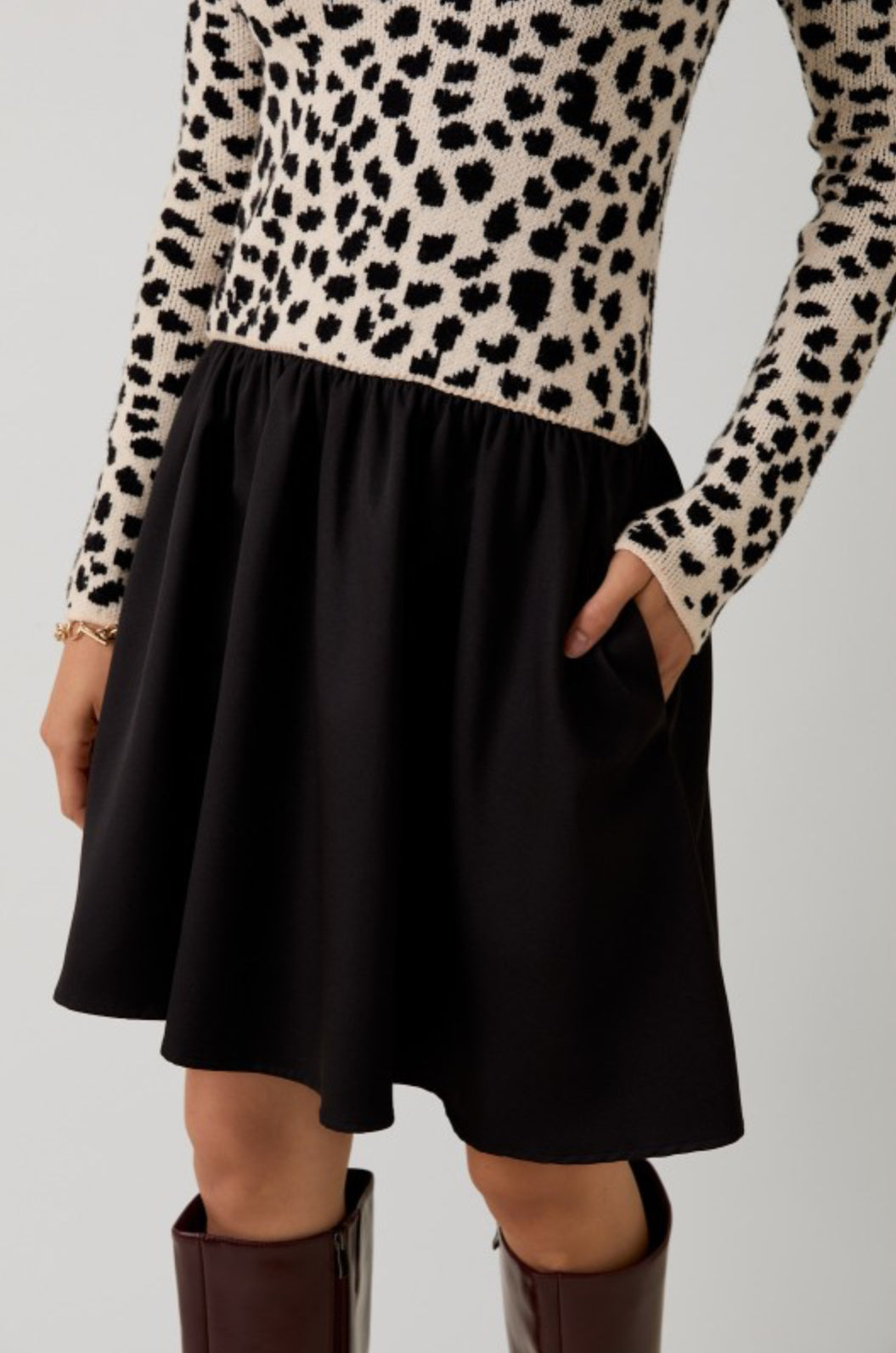 MWD20080 Animal Print Mixed Mini Dress