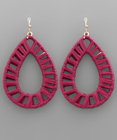 EP42595 Raffia Wrapped Teardrop Earrings