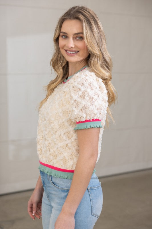 36500 Floral Textured Lace Top
