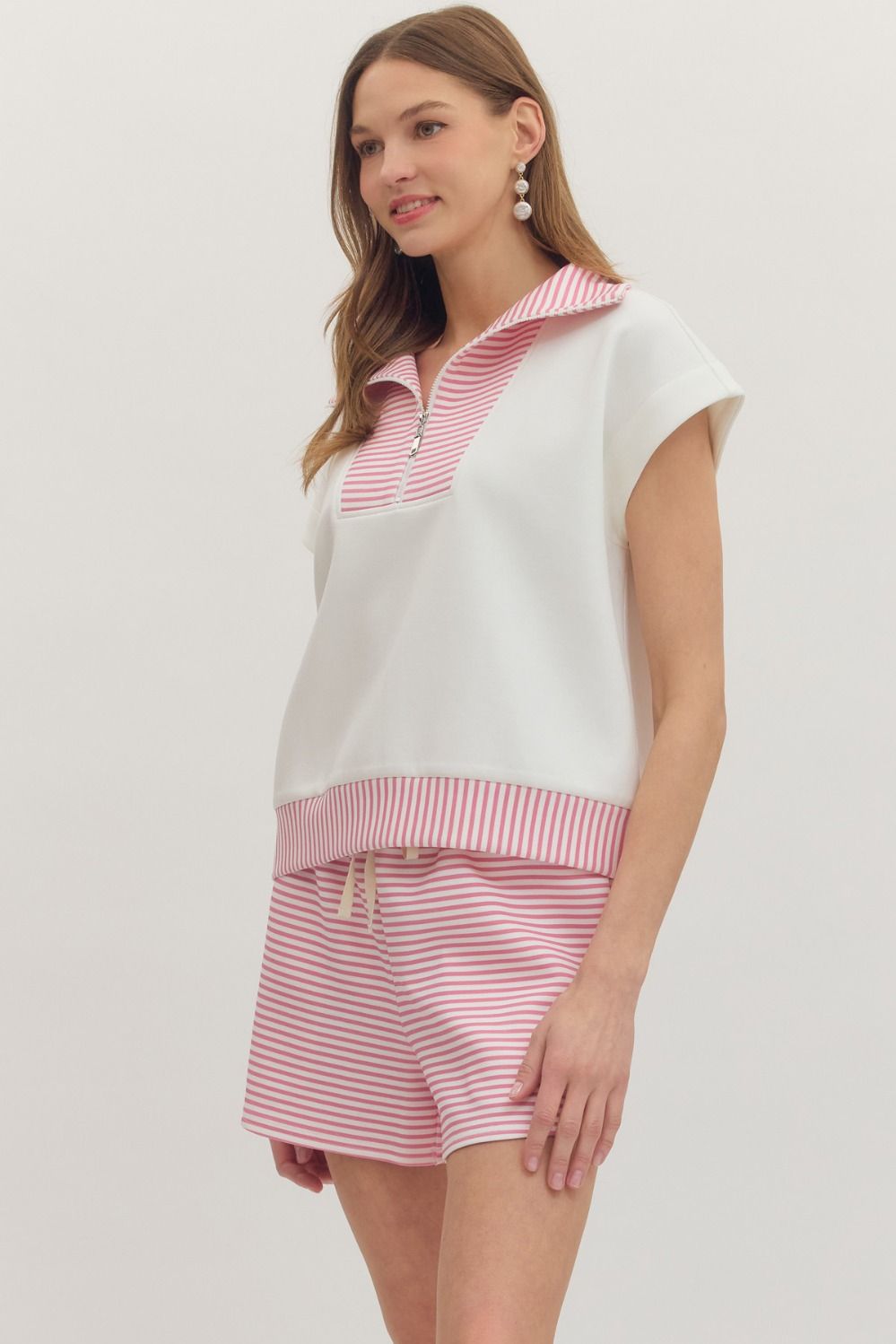 T30997 Striped Cap Sleeve Top