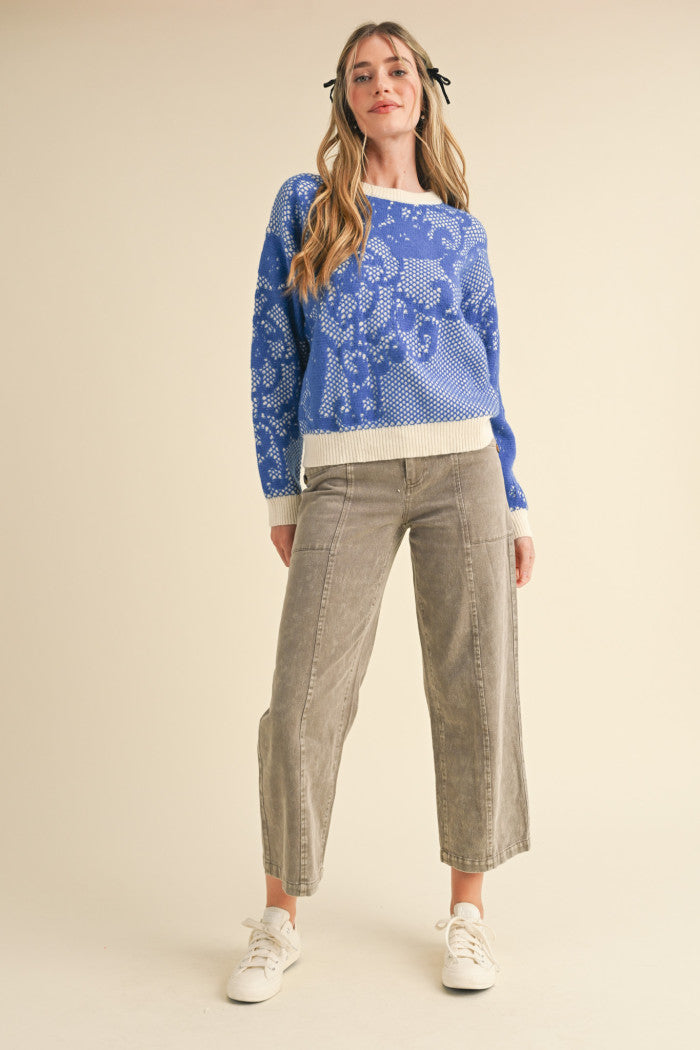 MSW10688 Lace Pattern Sweater