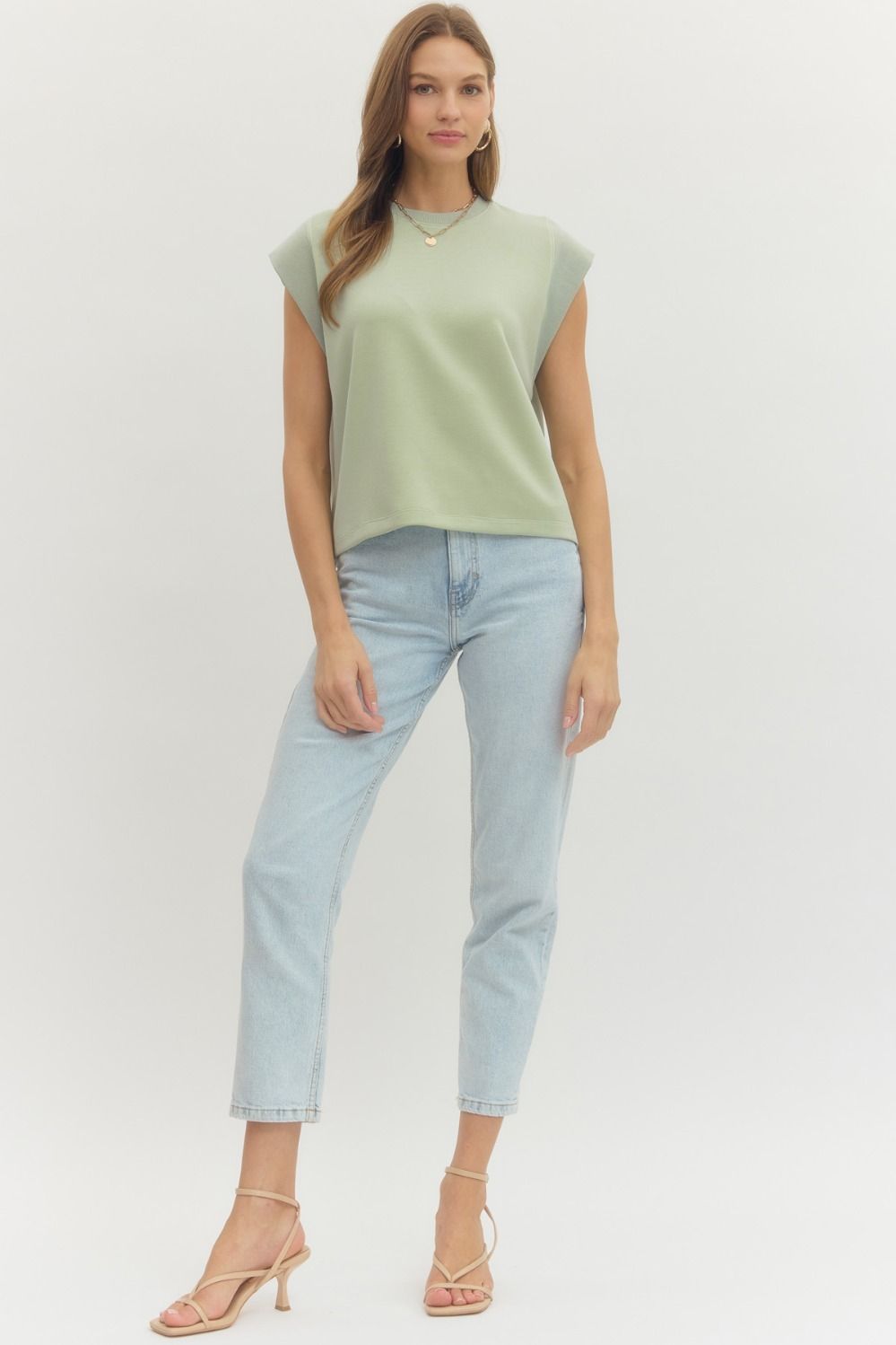 T28380 Solid Cap Sleeve Top
