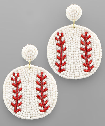 EP41208 Beaded Baseball Earrings