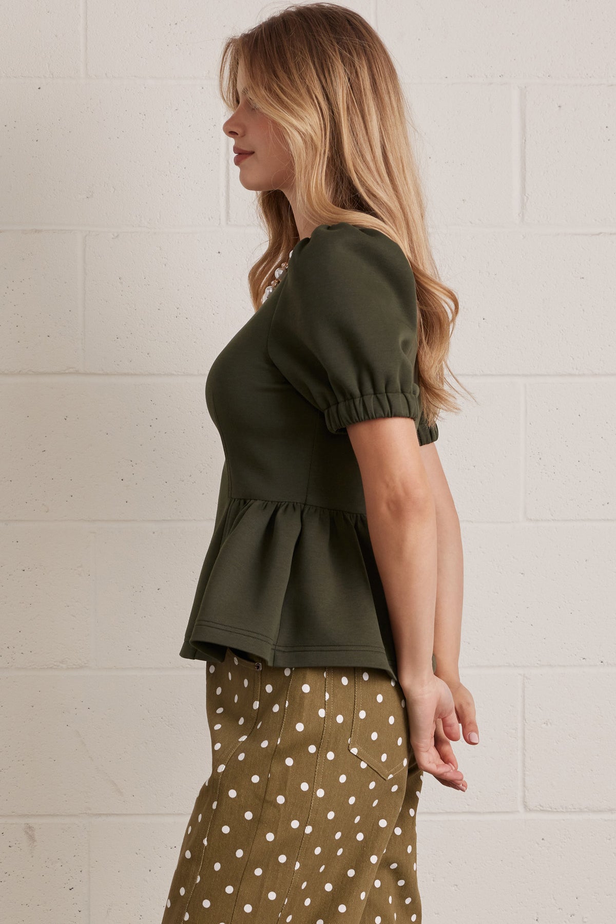 T32220 Peplum Hem Top
