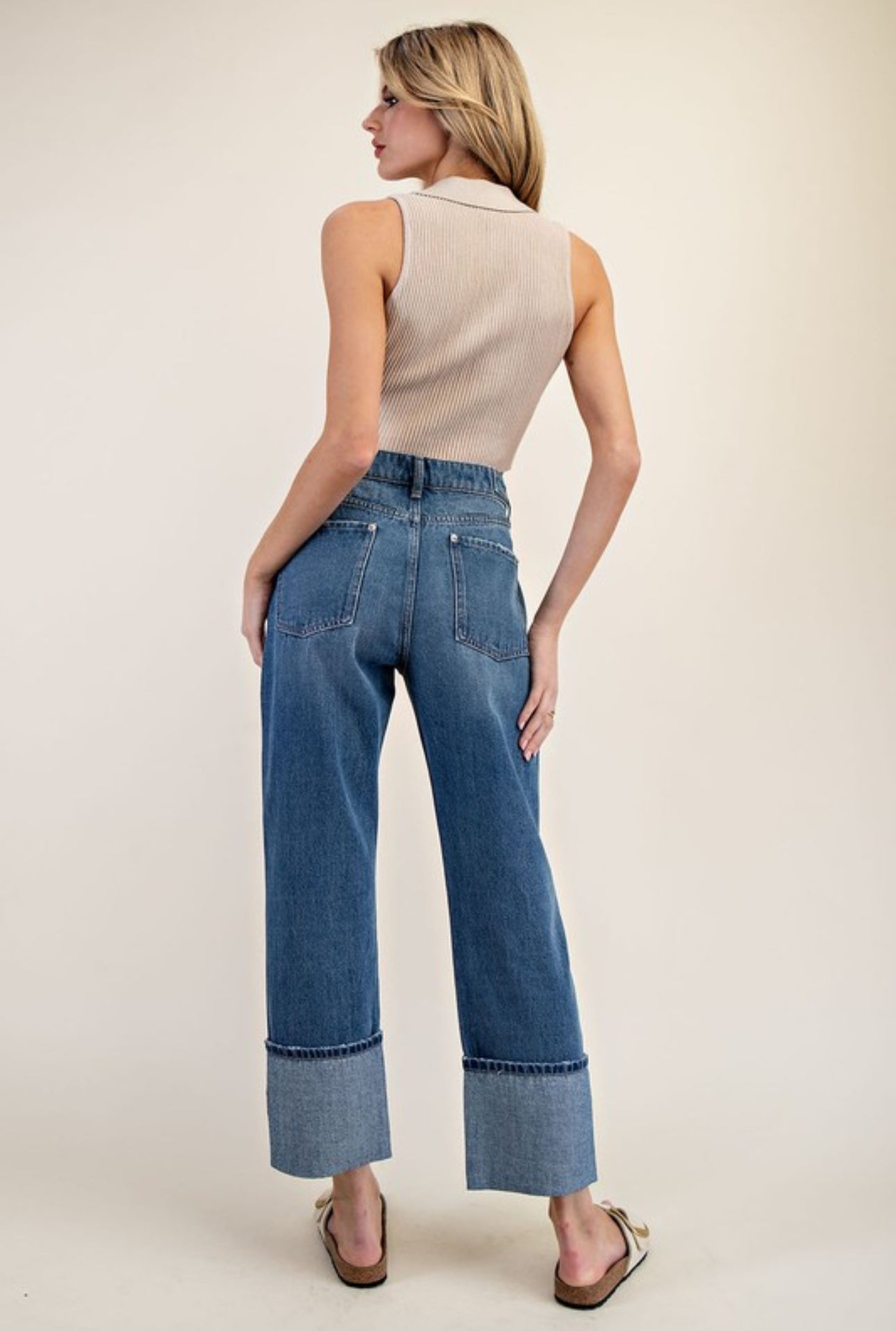 PH12506 Mineral Washed Cuffed Straight Pants