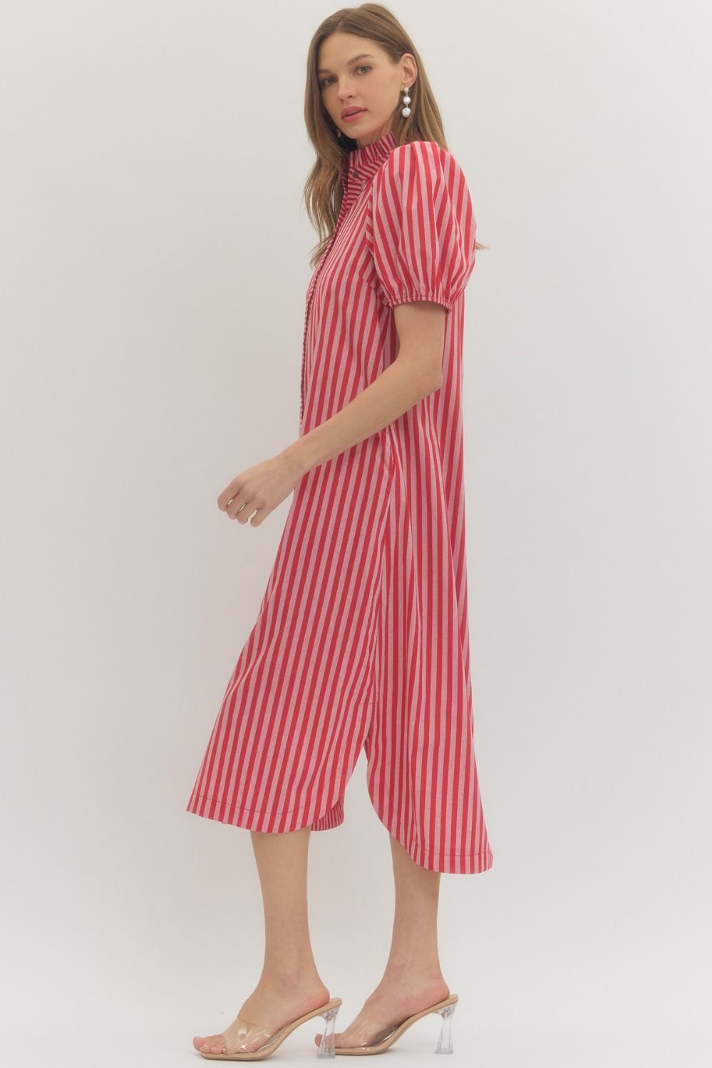 D27601 Stripe Print Midi Dress