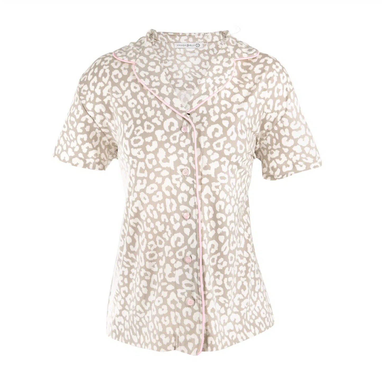 Taupe Leopard Notch Collar Top