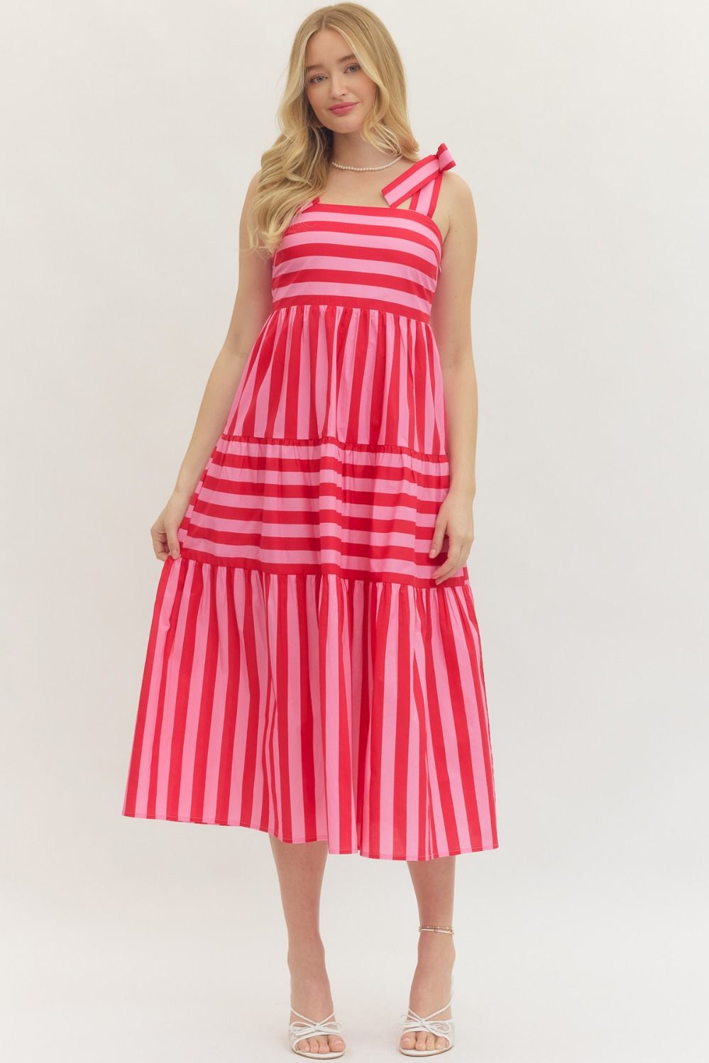 D30314 Striped Midi Dress