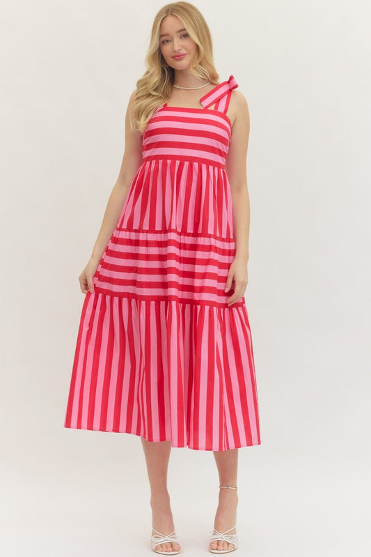D30314 Striped Midi Dress