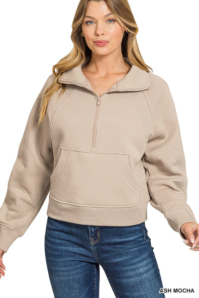 OT-4360Y Fleece Half-Zip Kangaroo Pocket Sweatshirt