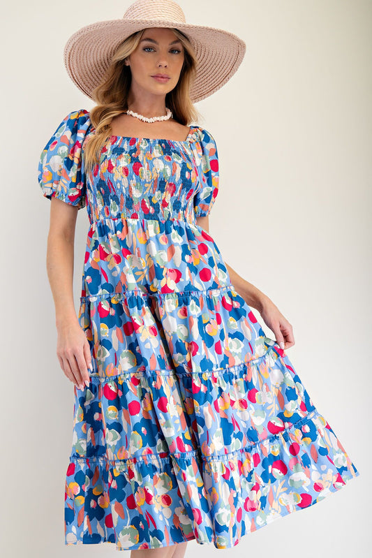 ED26780 Printed Poplin Tiered Dress
