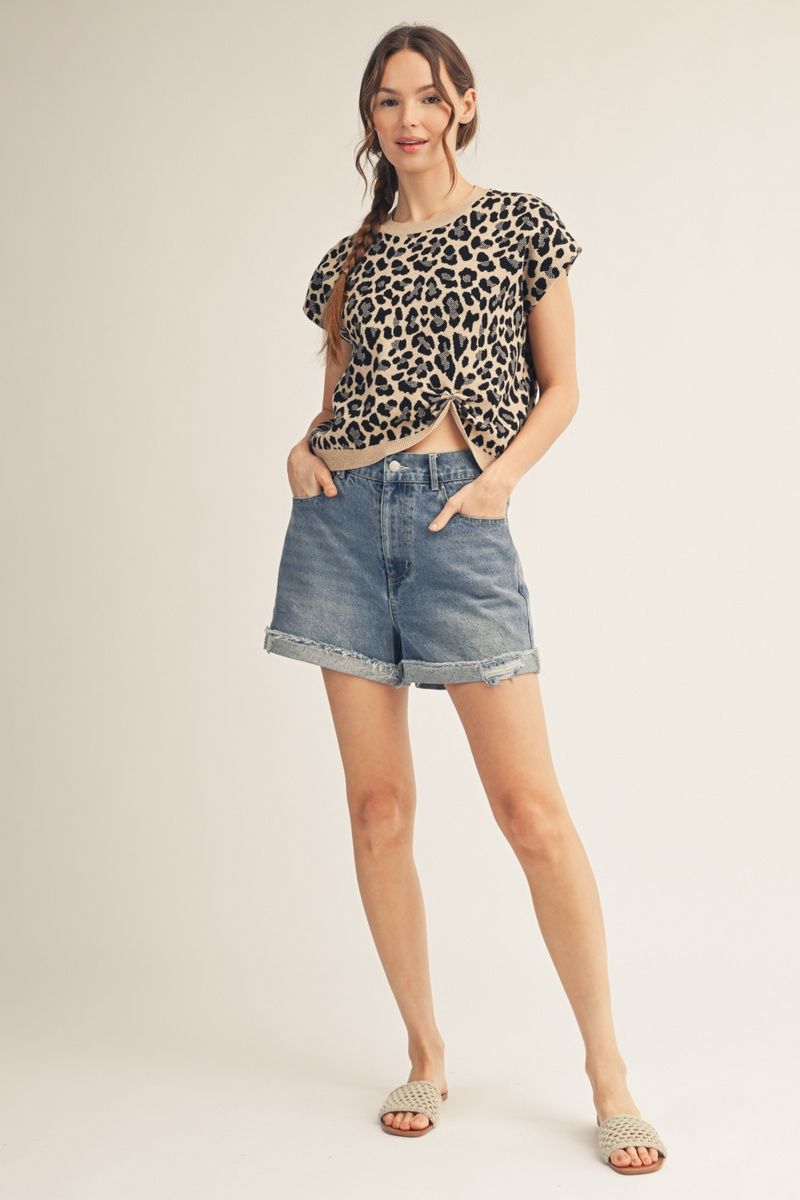 G15760-1-SWEATER Leopard Sweater Top