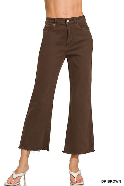 DMP-1847A High Waisted Frayed Hem Pants